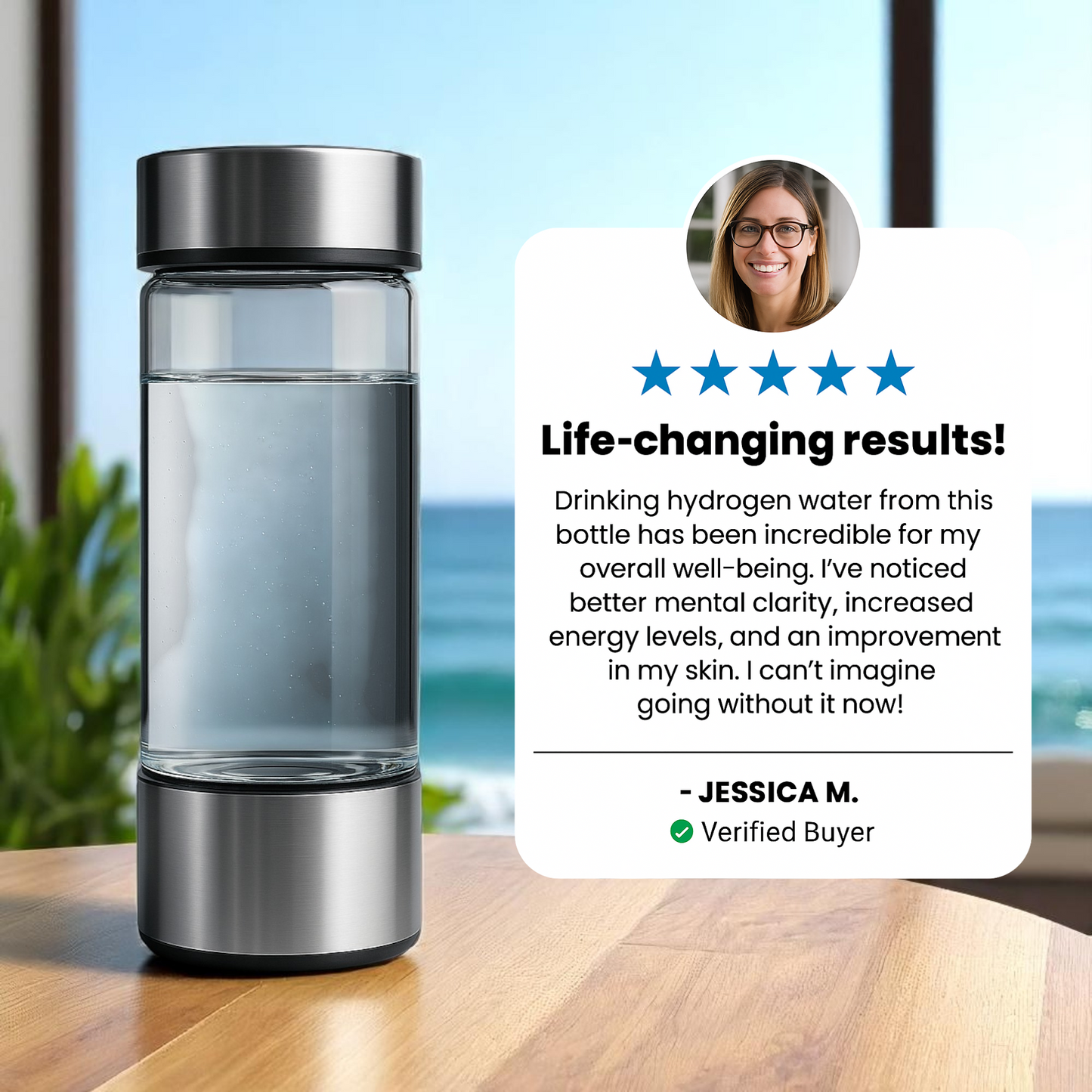 Hydrogen Water Bottle - Ionized H₂ Generator